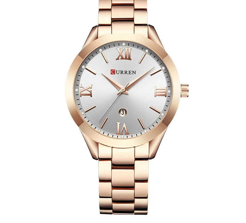 Gold Steel Bracelet Watch for Women - Elegant Ladies Wristwatch