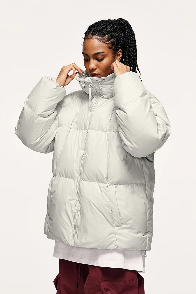 Minimalist Down Jacket Unisex - 90% Down Fill High Collar Winter Outerwear