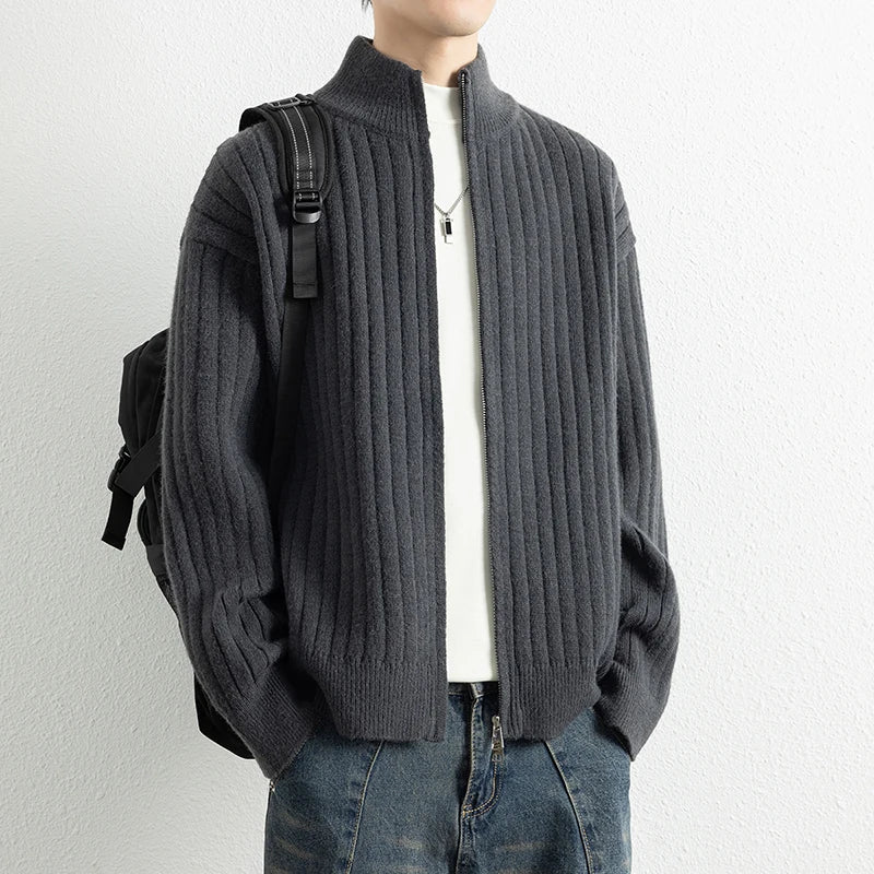 Men's V-Neck Knit Cardigan - Slim Fit Casual Sweater