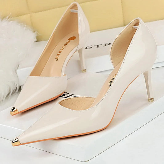 Patent Leather Metal Tip Pumps - Available in 7cm and 10.5cm Heel Heights