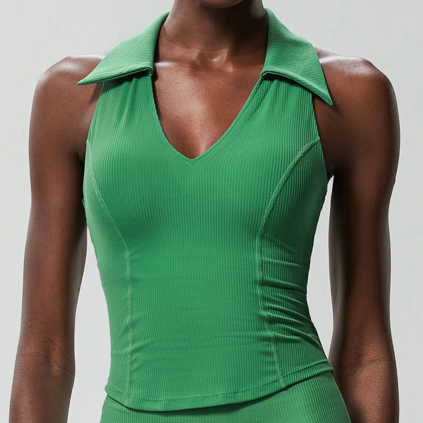 Women's Sleeveless Fitness Yoga Summer Slim Fit V-Neckline Gym Running Top Breathable Quick Dry Sportswear Workout Top