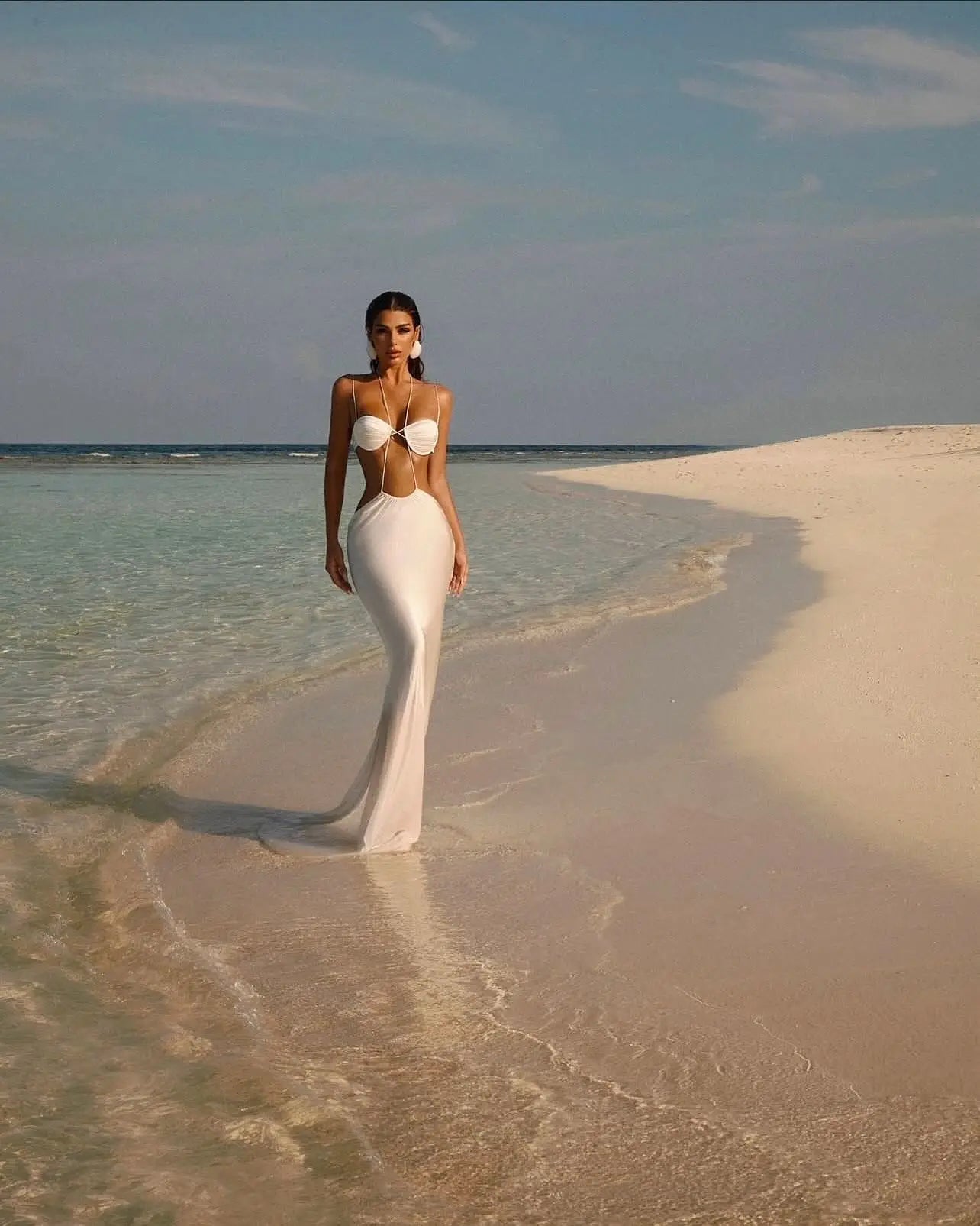 Strappy Cut-Out Halter Maxi Dress - Elegant Beach Cover-Up Party Dress