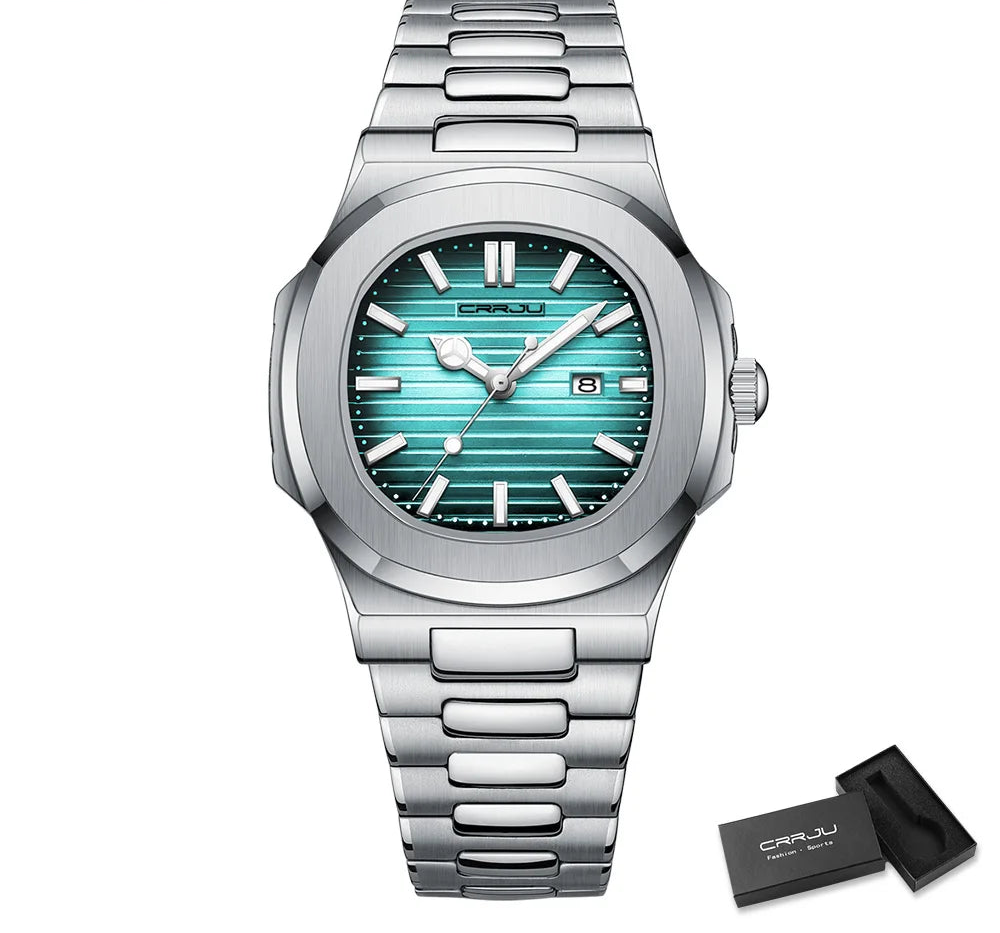 Men's Sports Watch - Square Dial Waterproof with Luminous Date Display