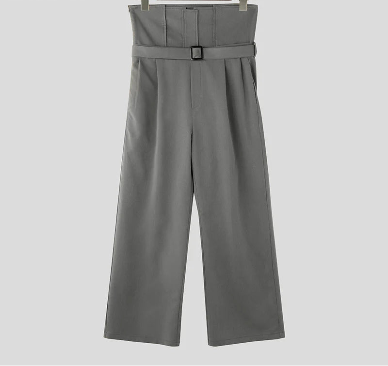 Men's Summer High Waist Pantalons Zipper Long Trousers