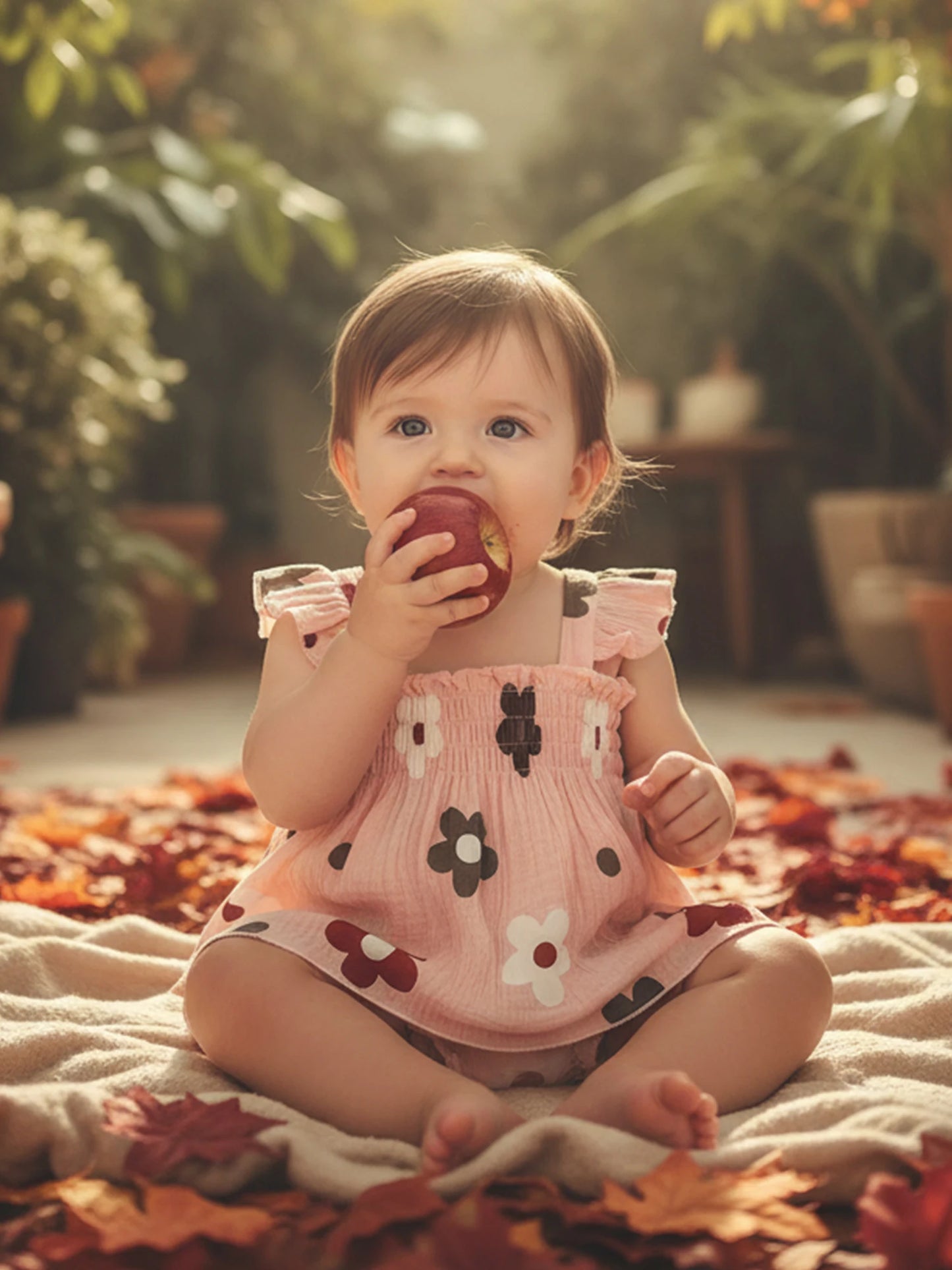 Baby Girls Floral Outfit Set - Sleeveless Top & Bloomers Shorts (0-24M)