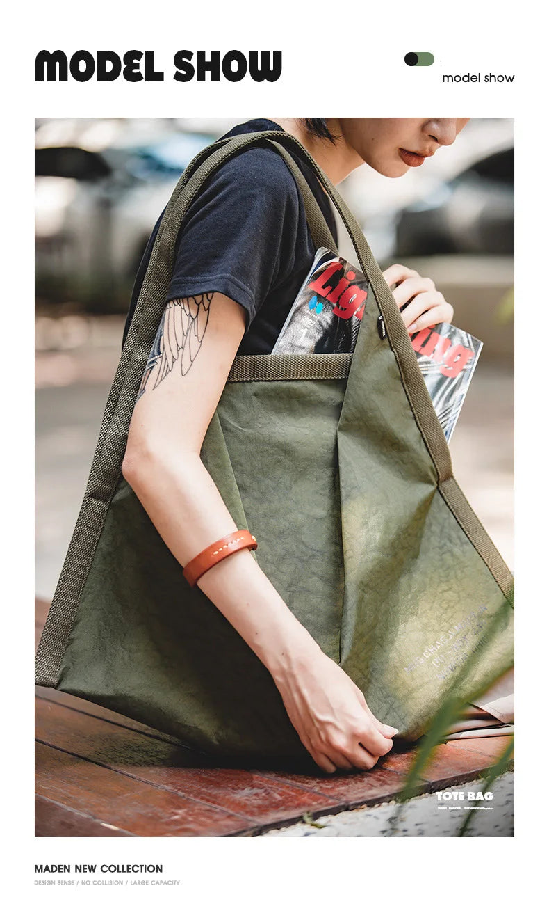 Women's Vintage Nylon Handbags Large Capacity Waterproof Shoulder Bag Retro Tote Bag
