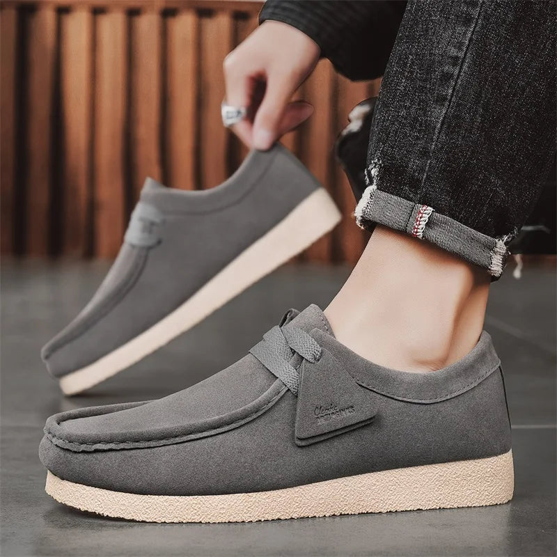 Men's Casual Suede Slip On Comfortable  Platform British Shoes