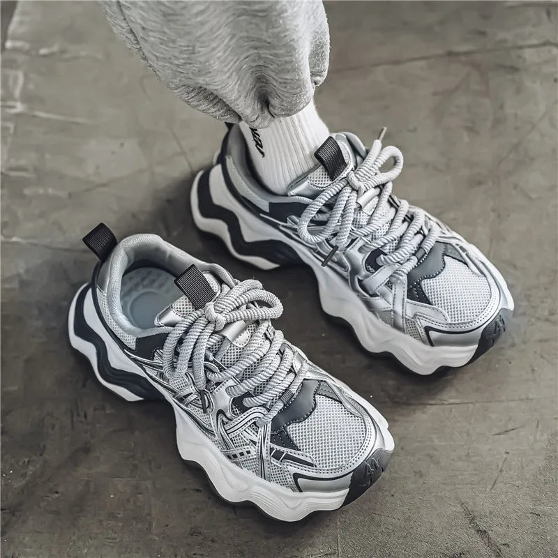Men's Casual Platform Breathable Sports Shoes Lace Up Sneakers