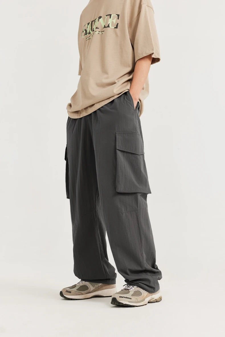 Men's Straight Leg Cargo Soft Touch Elastic Waist Casual Trousers