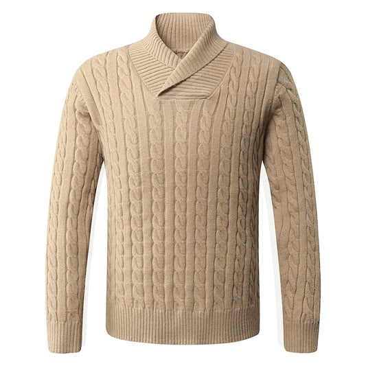 Men's Turn Down Collar Knitted Sweater - Slim Fit Casual Pullover