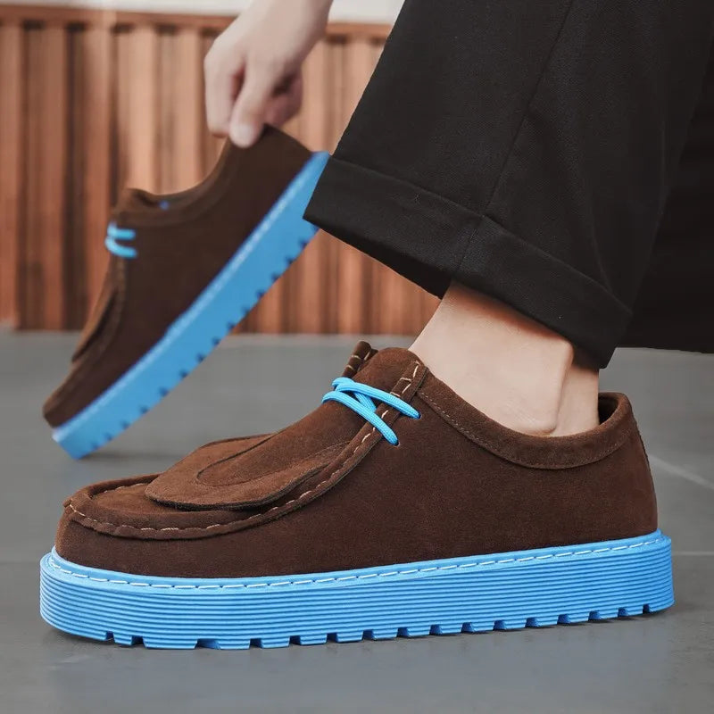 Men's Casual Platform Sneakers - Lace-Up Tennis Sports Shoes