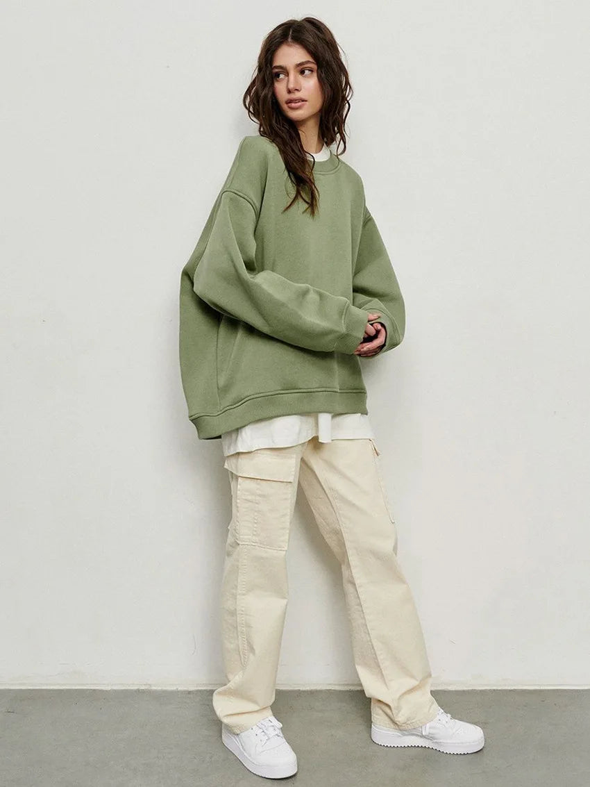 Women's Oversized Loose Pullover Fleece Sweatshirt