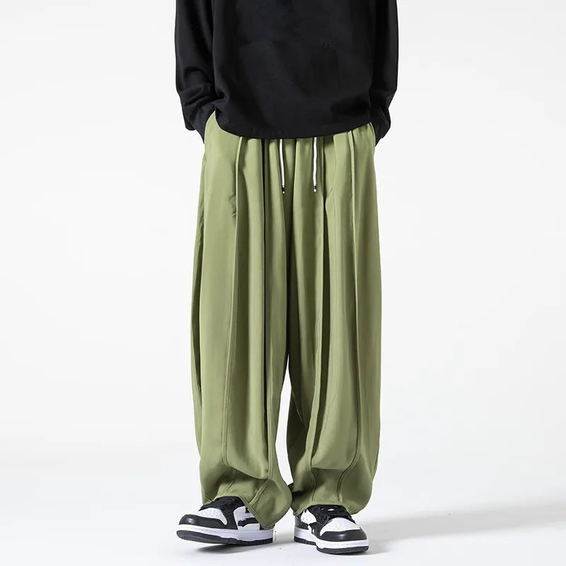 Men's Wide Leg Loose Harem Pants Unisex Casual Trousers