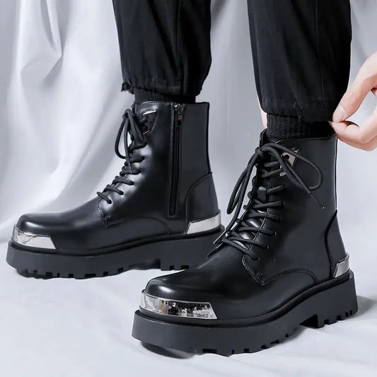 Men's Platform Casual Business Genuine Leather Ankle Boots