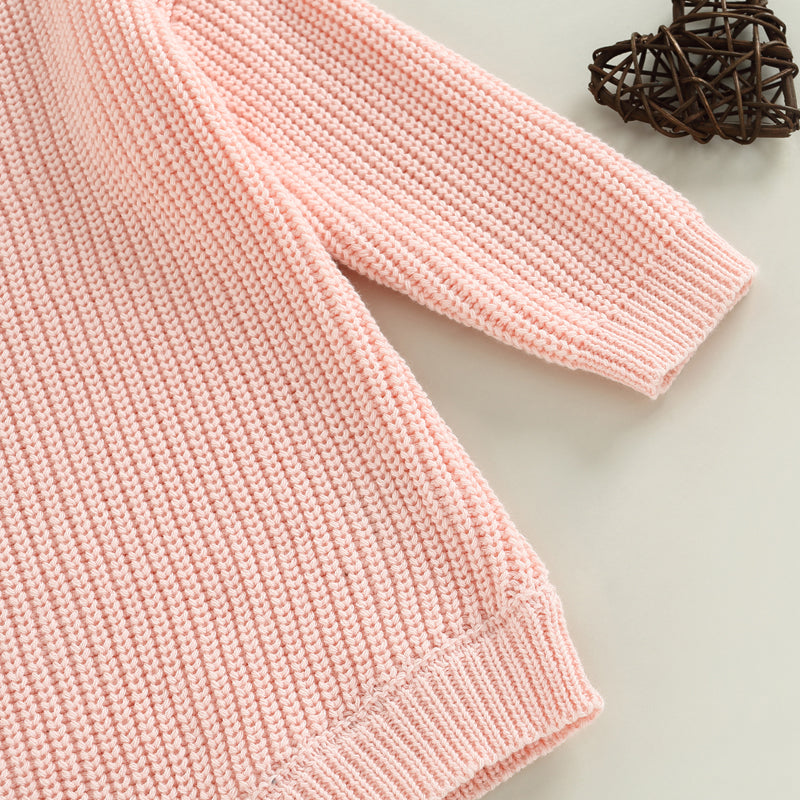 Baby Sweater Romper - Solid Knitted Long Sleeve Pullover Jumpsuit