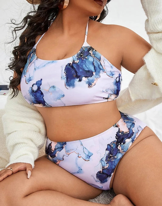 Printed Bikini Set - High Waist Two Piece Swimsuit