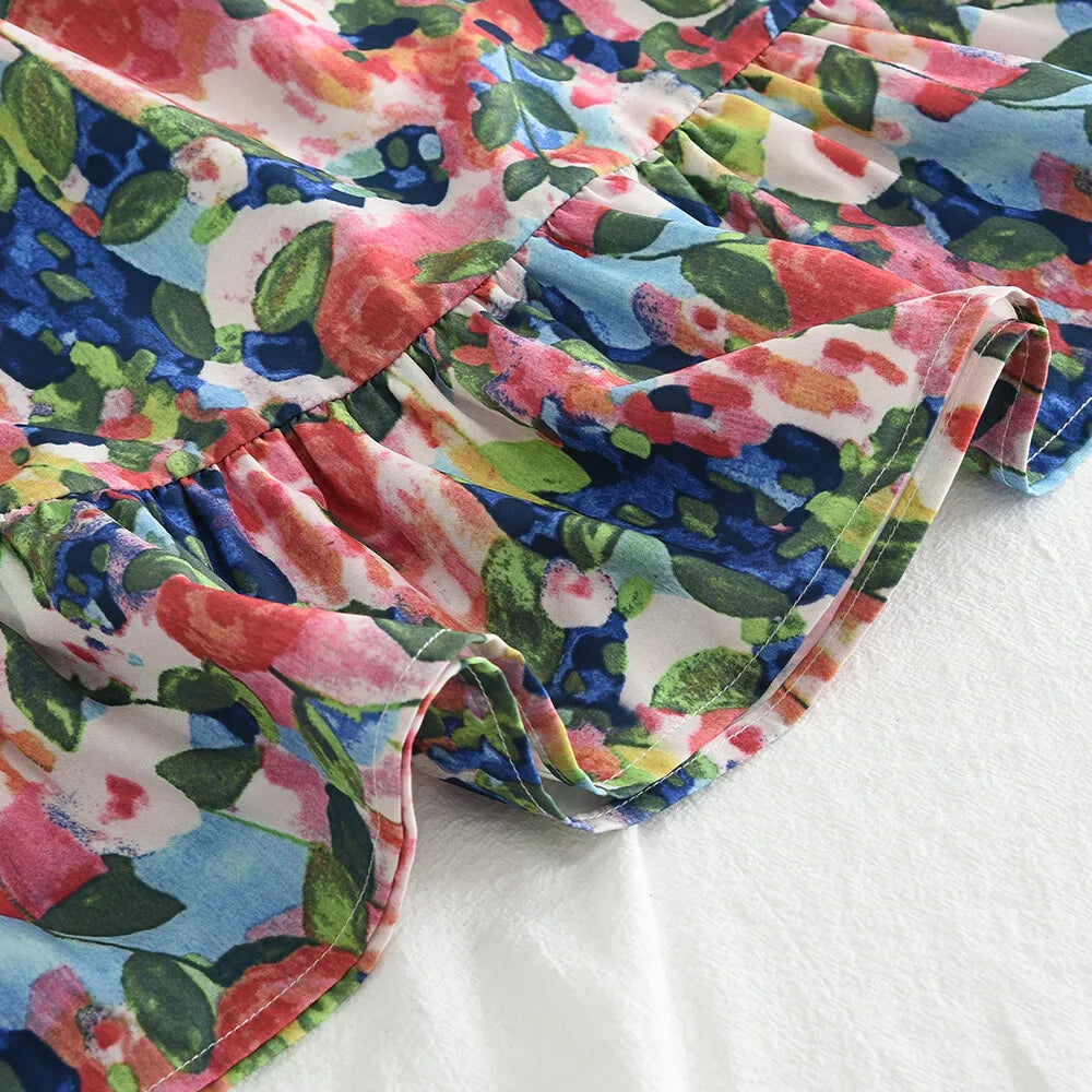 3-7 Years Baby Girl's Summer Floral Suspender Dress with Bag 2 Pieces Set