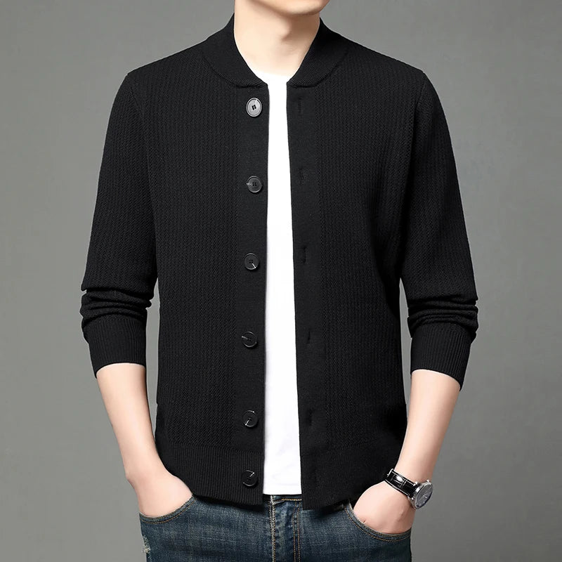 Men's Baseball Collar Knit Cardigan
