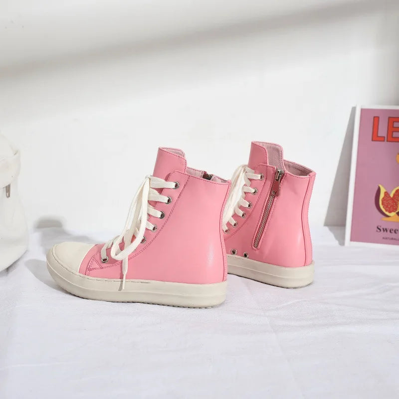 Unisex Mid-Calf Boots - High Top Lace-Up Canvas Sneaker Boots