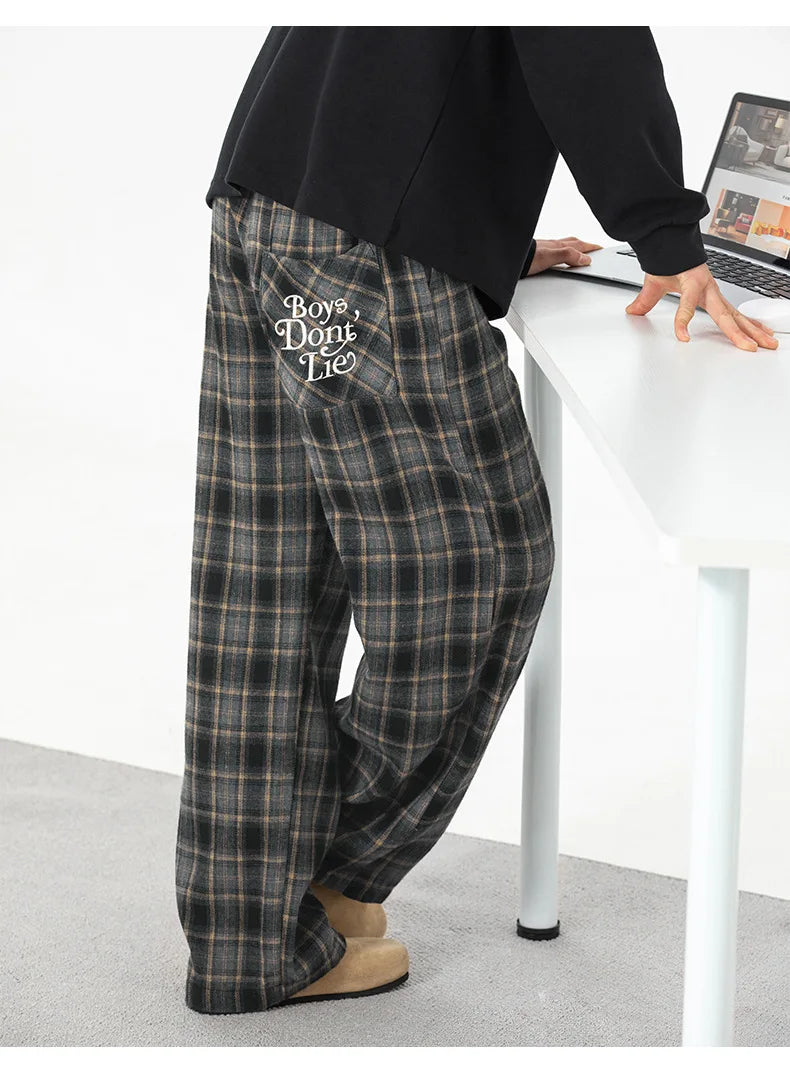 Men's Plaid Casual Trousers - Loose Straight Fit