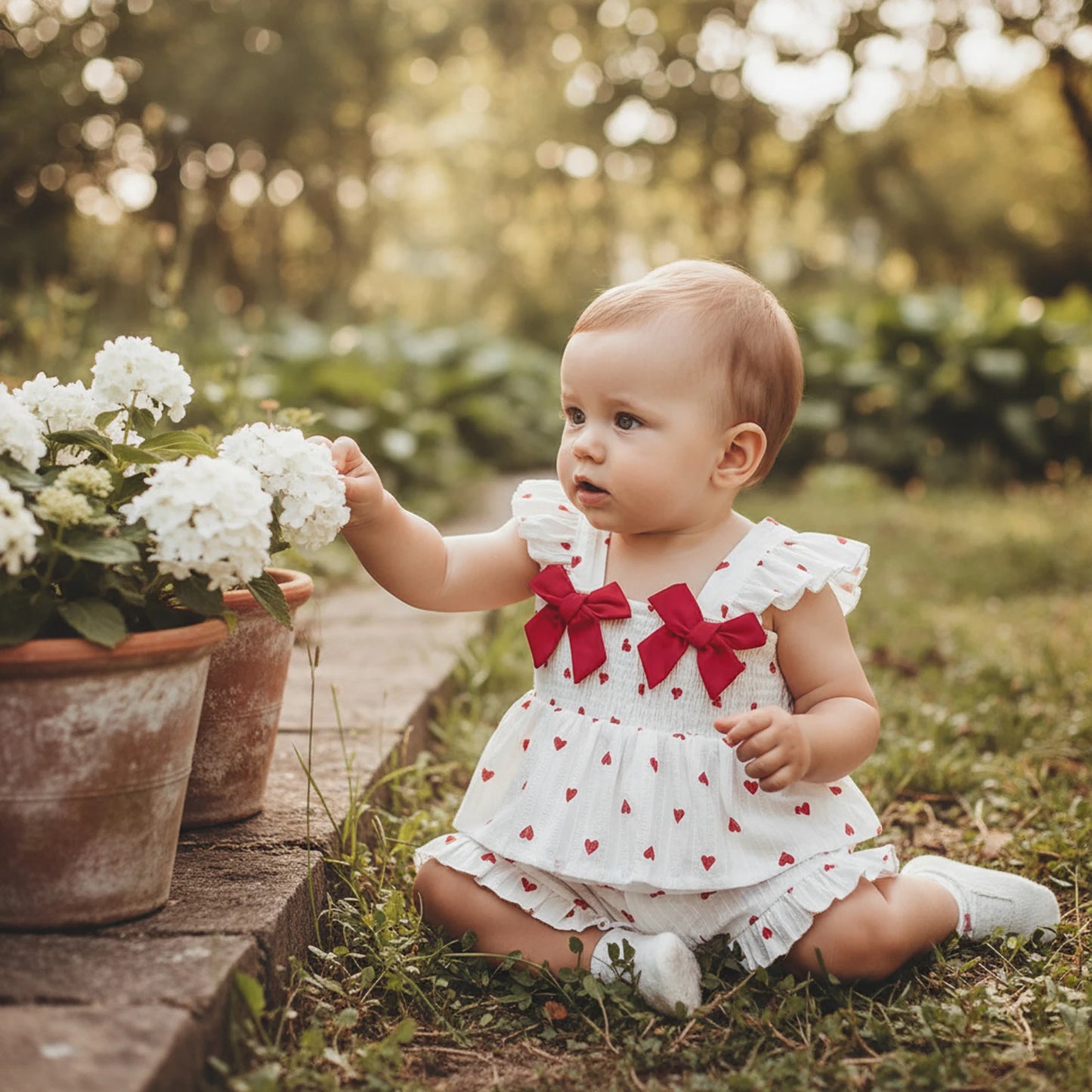 Toddler Girls Valentine's Day Ruffle Shoulder Strap Heart Print Top and Shorts Set