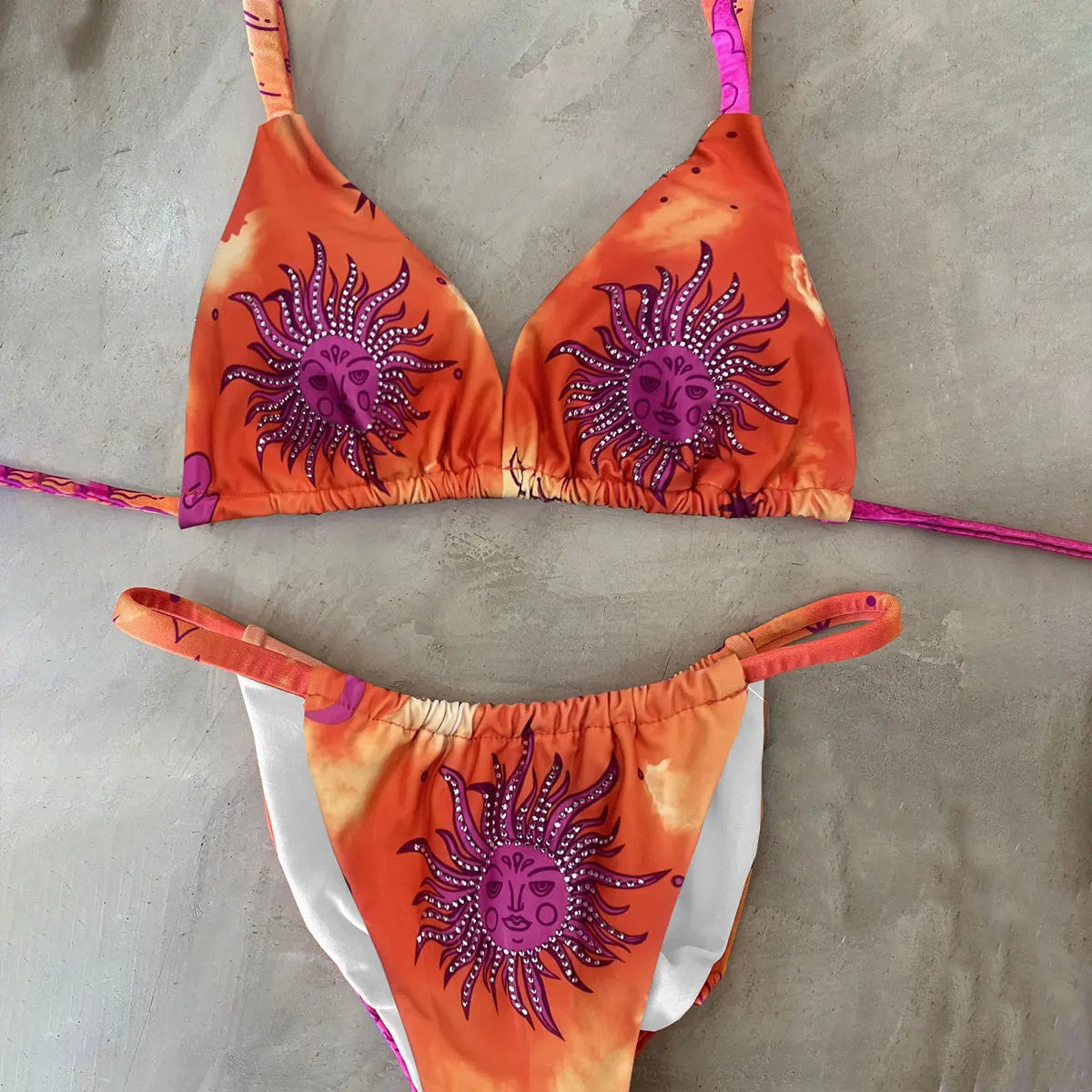 Women's Beaded Halter V-Neck Bikini Set - Elegant Beach Swimwear