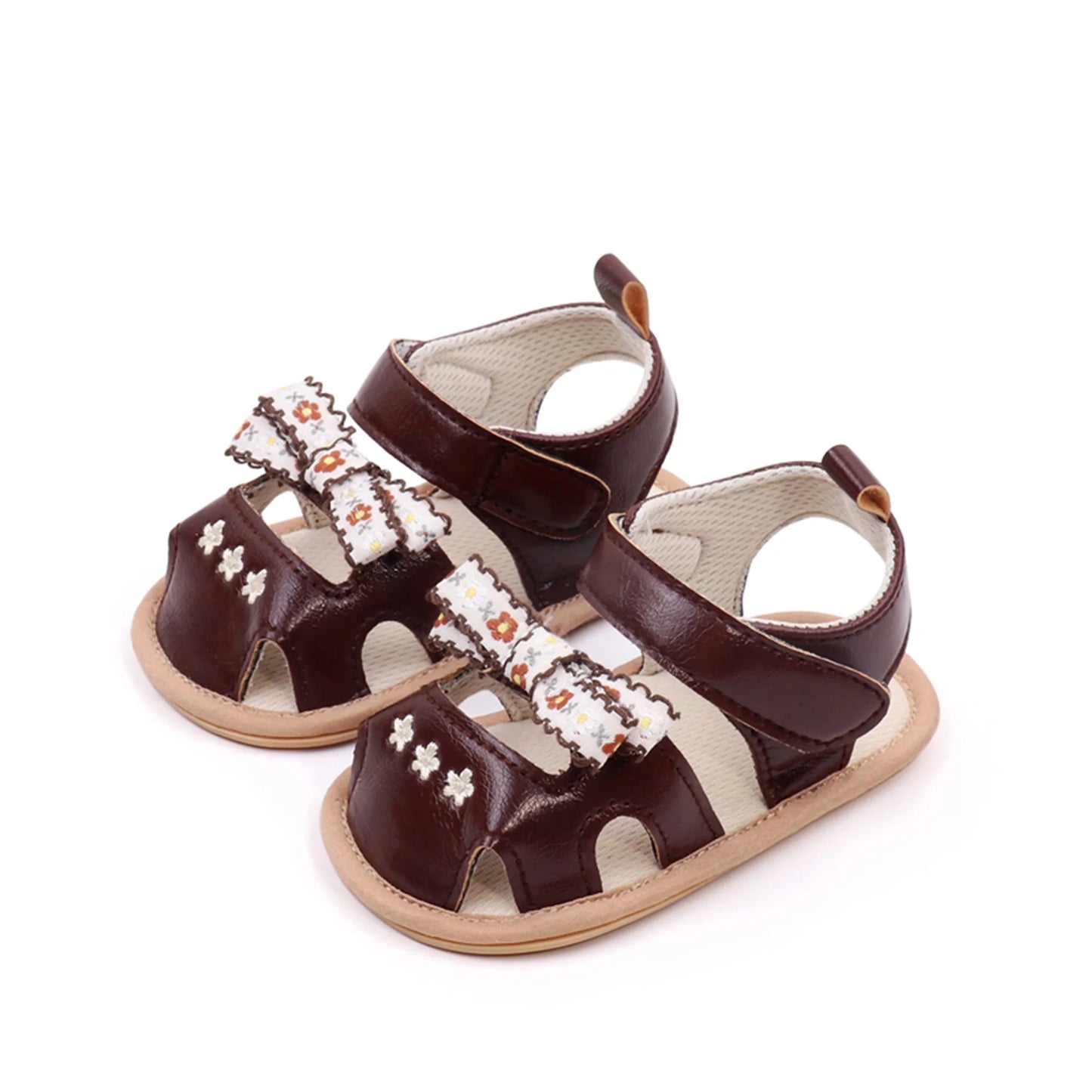 0-18M  Baby Girls Bows Sandals Shoes Floral Embroidered Hollowed out Summer Soft Sole Flats Walking Shoes