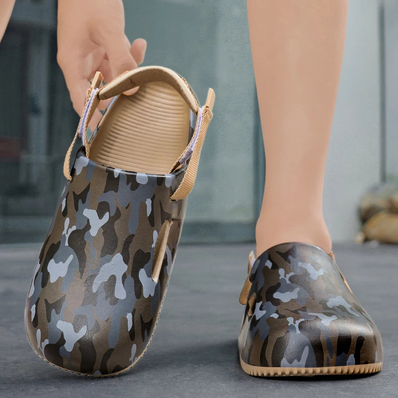 Men's Summer Slippers Sandals Camouflage  Clogs Beach Slippers Flip Flop Casual Slides