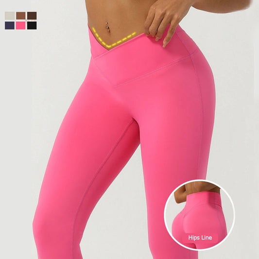 Women's Sports Leggings Buttery Soft V-Shaped High Waist Yoga Pants Breathable Quick Dry Running Tights Workout Sportswear