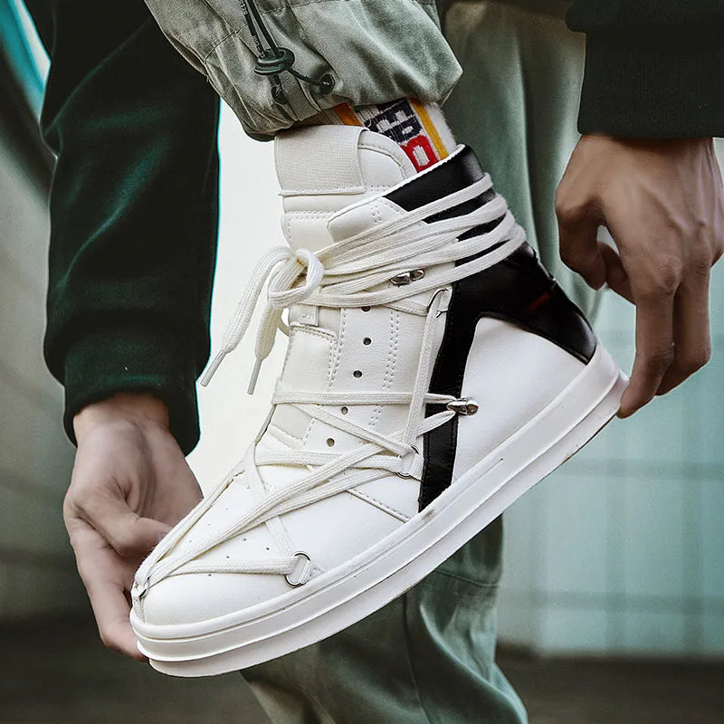 Men's Casual High-top Sports Strap Design Sneakers