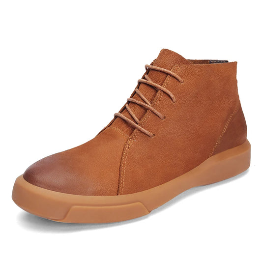 Men's Leather Ankle Boots - Lace-Up Work & Business Boots