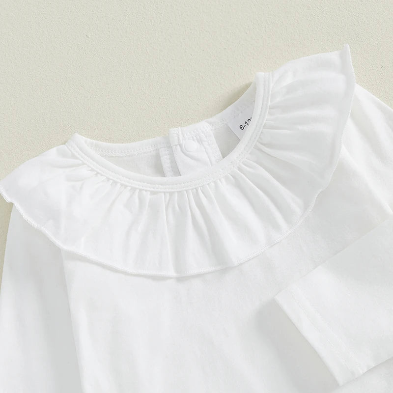 Christmas Ruffled Top and Plaid Suspender Dress Set - Baby Girls 2-Piece Outfit