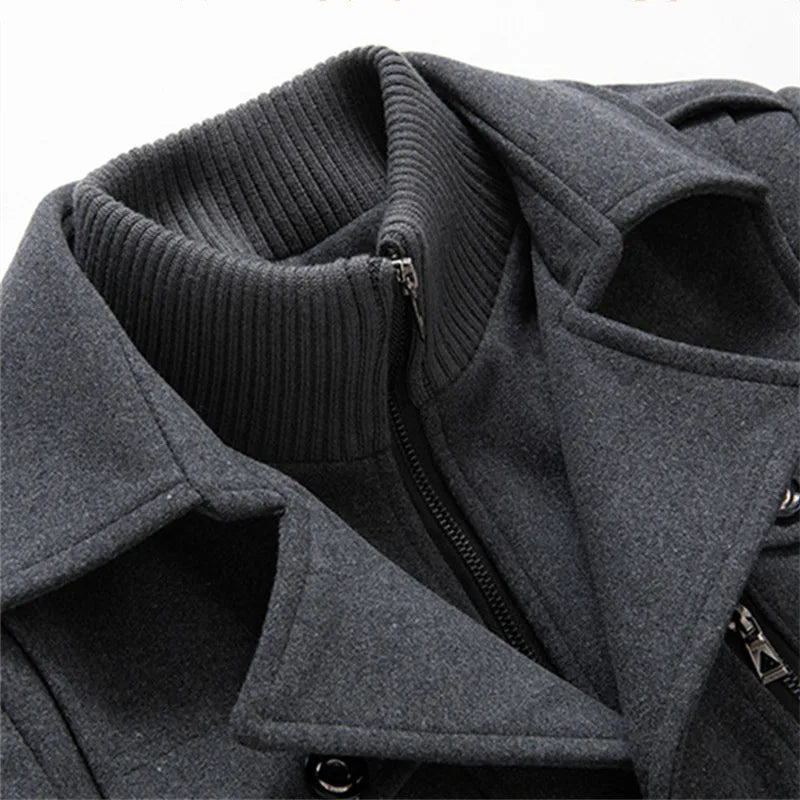 Men's Wool Blend Winter Overcoat - Single Breasted Trench Coat