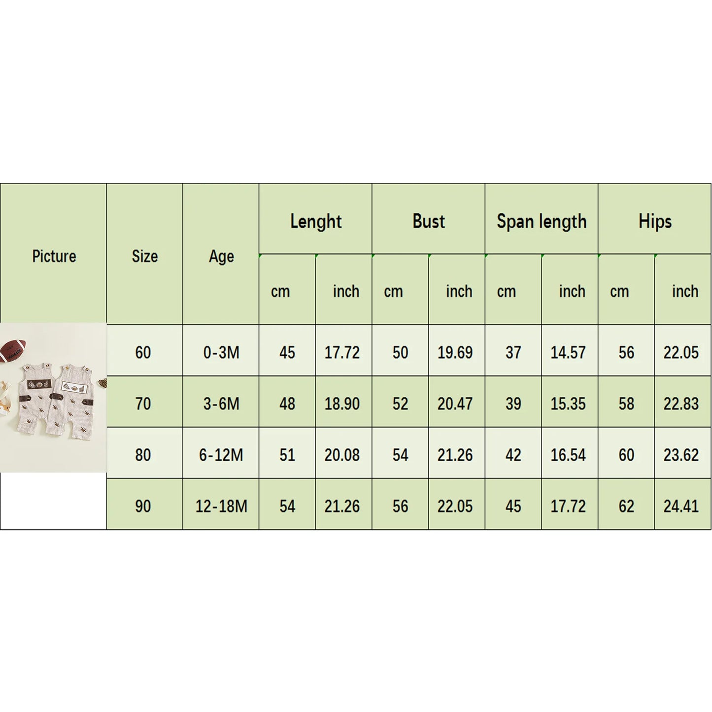 Baby Plaid Romper Overalls - Sleeveless Football Embroidery Jumpsuit (0-18M)