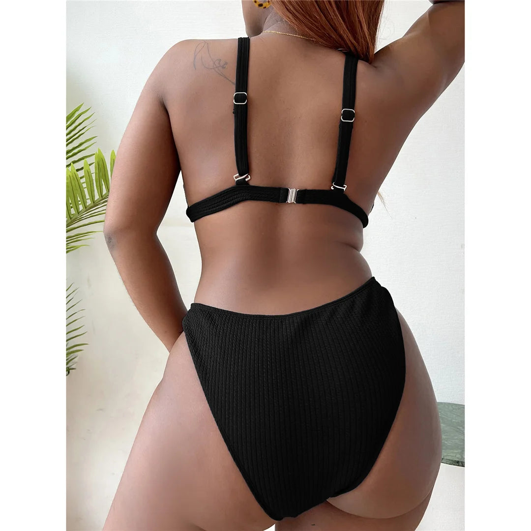 Women's Deep V Bikini Plus Size Swimwear  Swimsuit Two-pieces Bikini Set 0XL - 4XL