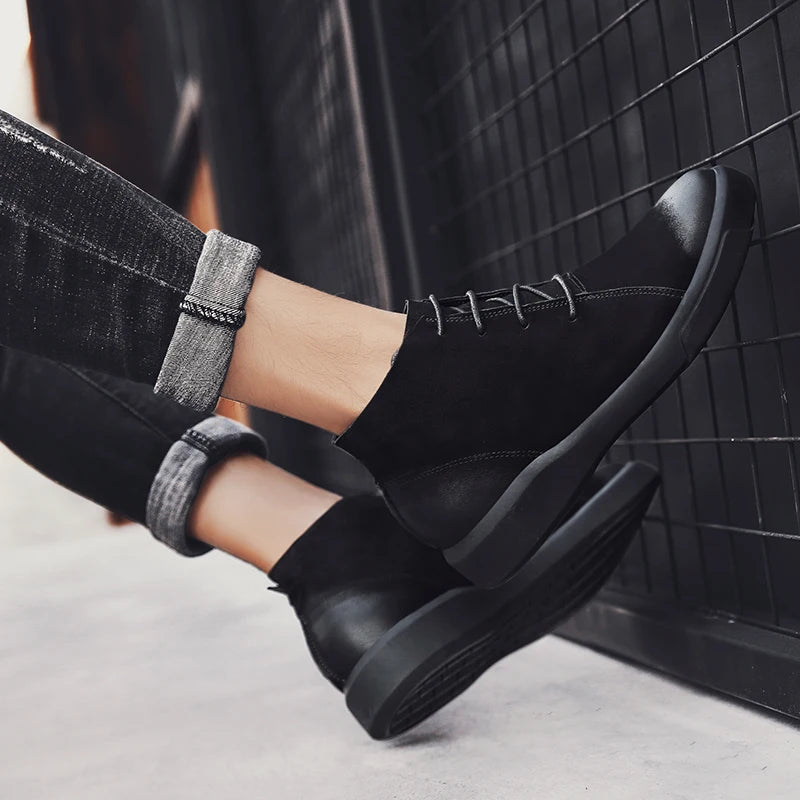 Men's Leather Ankle Boots - Lace-Up Work & Business Boots