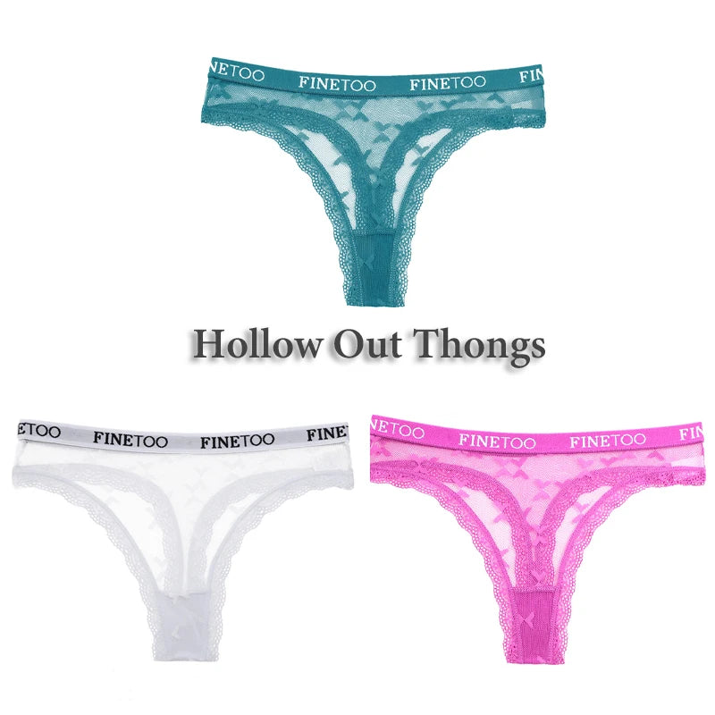 Women's Lace Thong Lingerie 3-Pack
