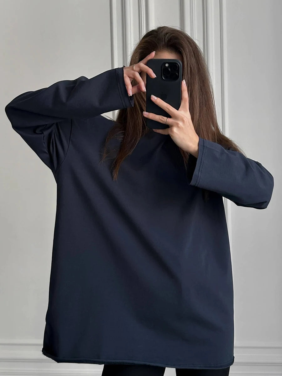 Women's 100% Cotton Bottoming Long Sleeve Loose T- Shirt