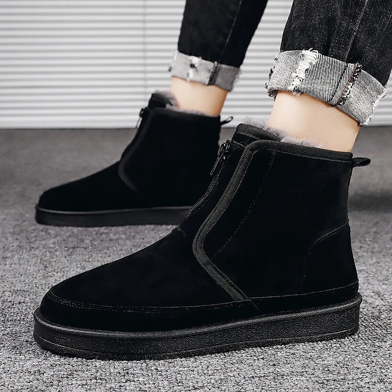 Men's Winter Snow Boots - Waterproof Fur-Lined Chelsea Boots