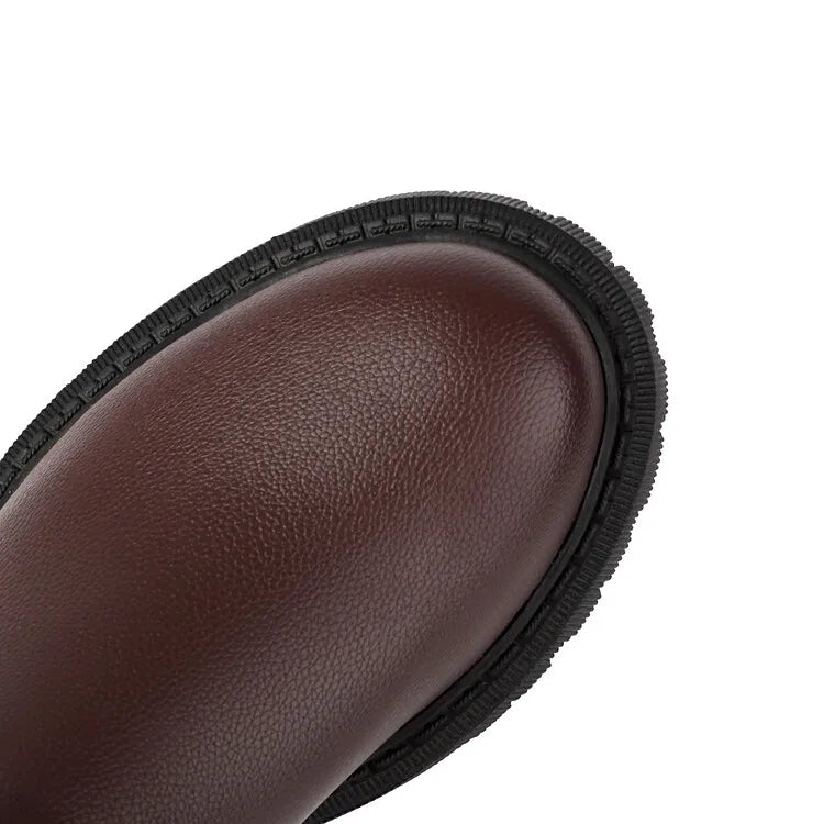 Faux Suede Ankle Boots - 5cm Flat Heel with Belt Buckle Detail