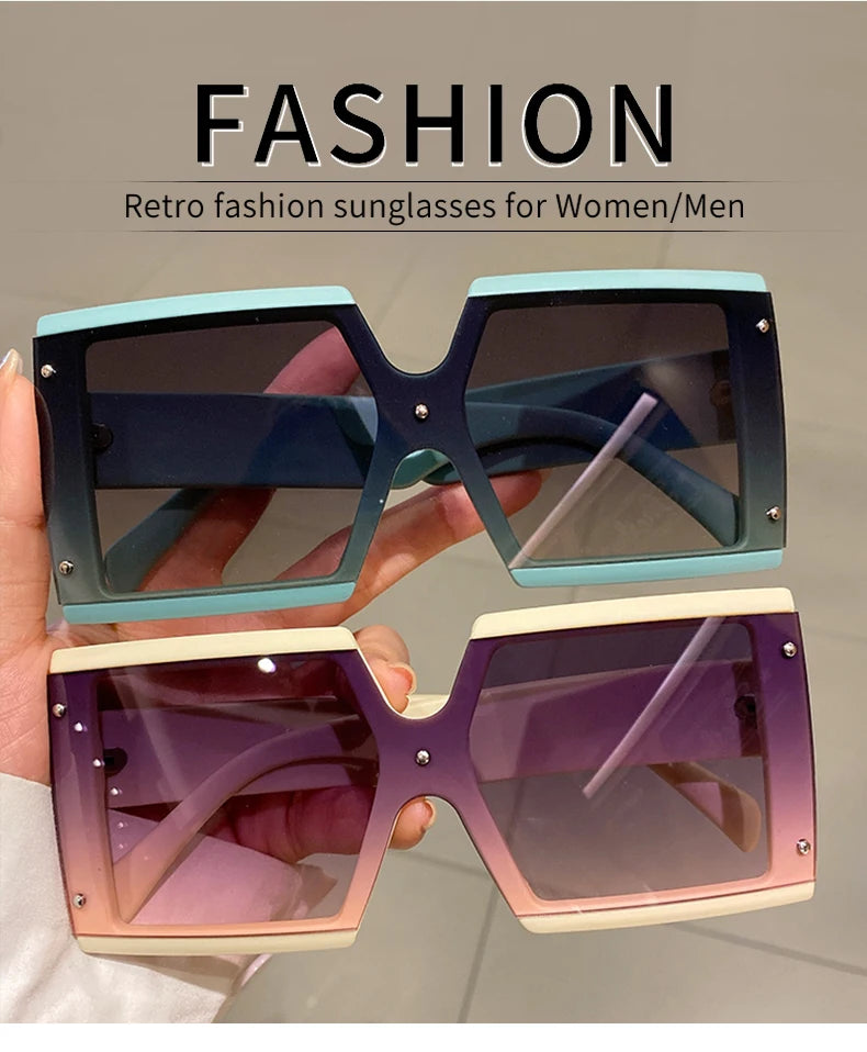 Women's Square Oversized One-pieces Gradient Sunglasses