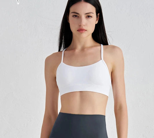 Sling Strap Sports Bra - Removable Pad Yoga Fitness Bra with Elastic Support
