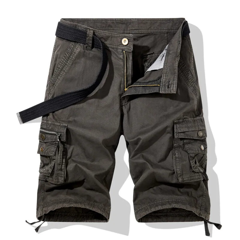 Men's Cotton Cargo Shorts - Multi Pocket Hiking Knee Length Shorts