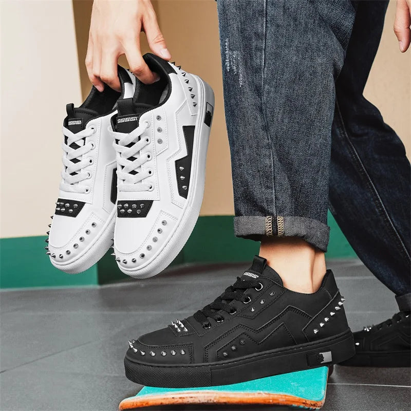 Men's Rivet Design Sneakers - Casual Sports Trainers