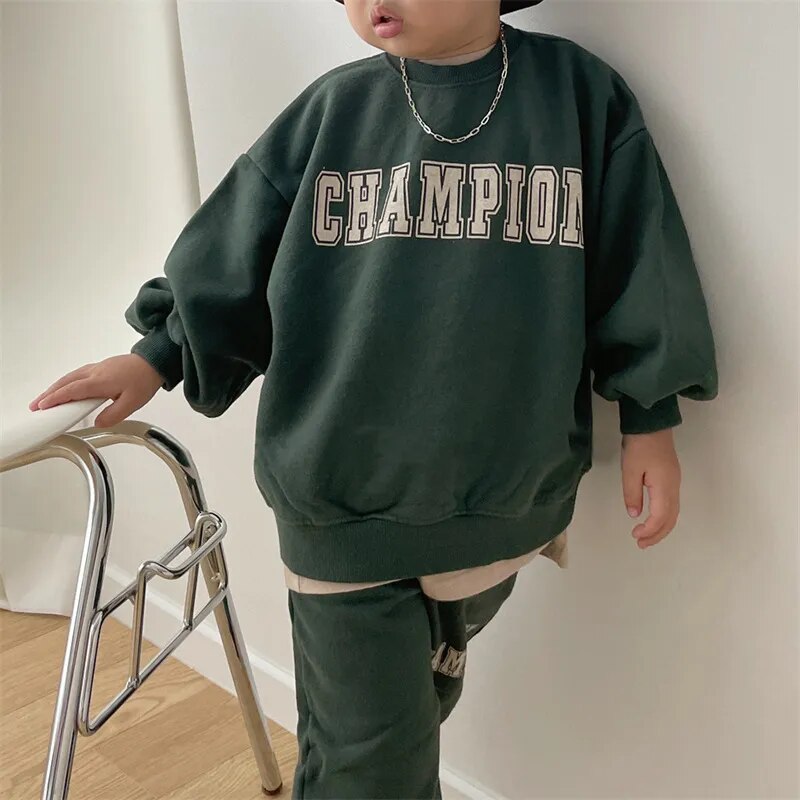 Children's Sweatshirt Fleece 0-6-year-old 2 PCS Set