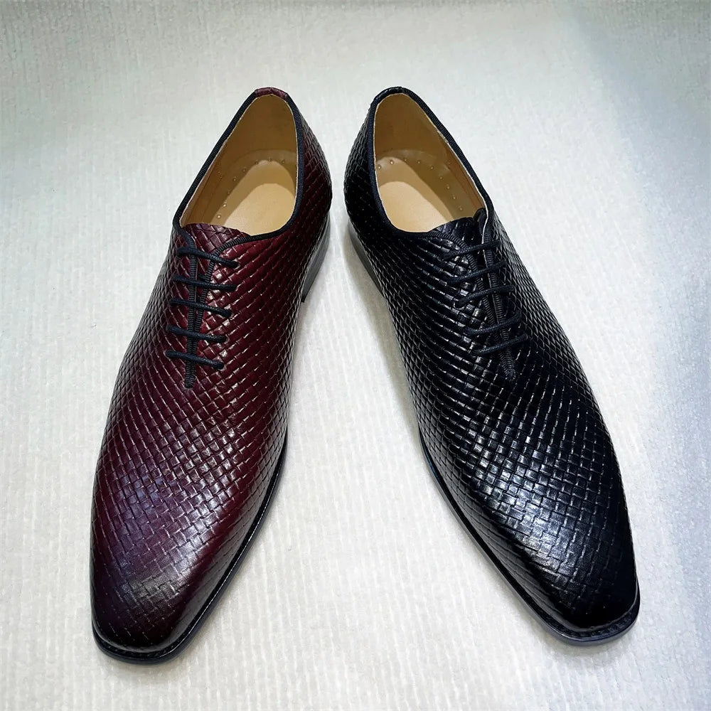 Handmade Pointed Toe Lace-Up Leather Oxford Dress Shoes