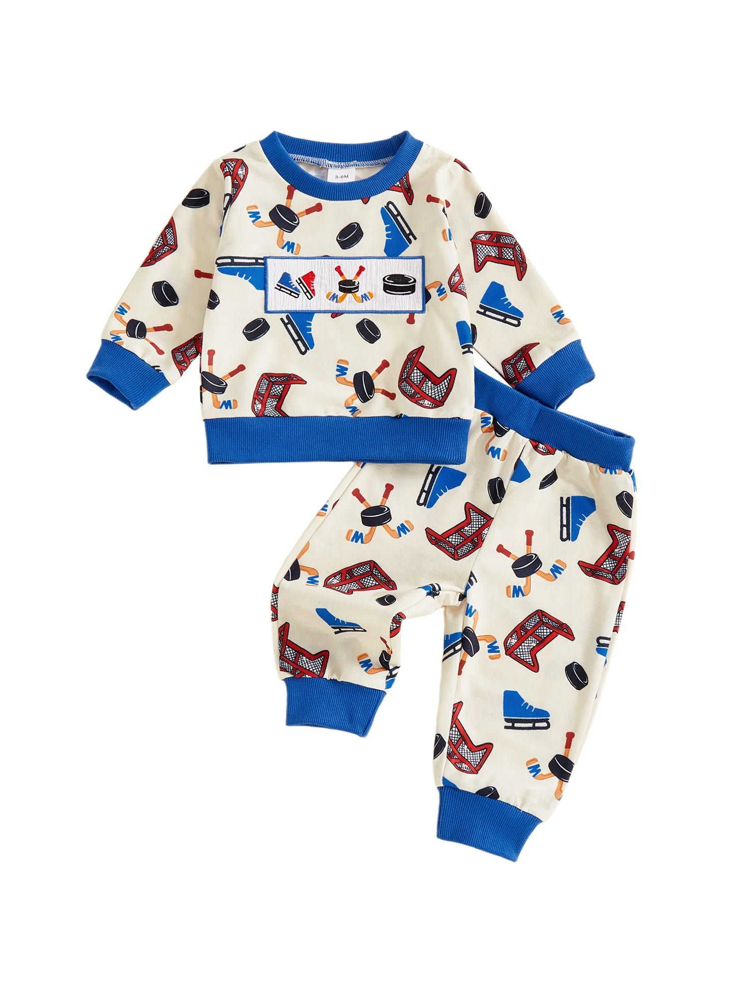 Baby Boys 2-Piece Fall Clothes Set - Cartoon Print Sweatshirt & Pants (0-3Y)