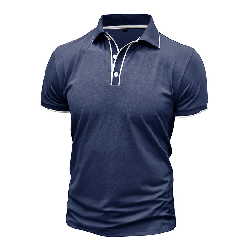 Men's Summer Smart Casual  Turn Down Collar Short Sleeve Polo Shirt