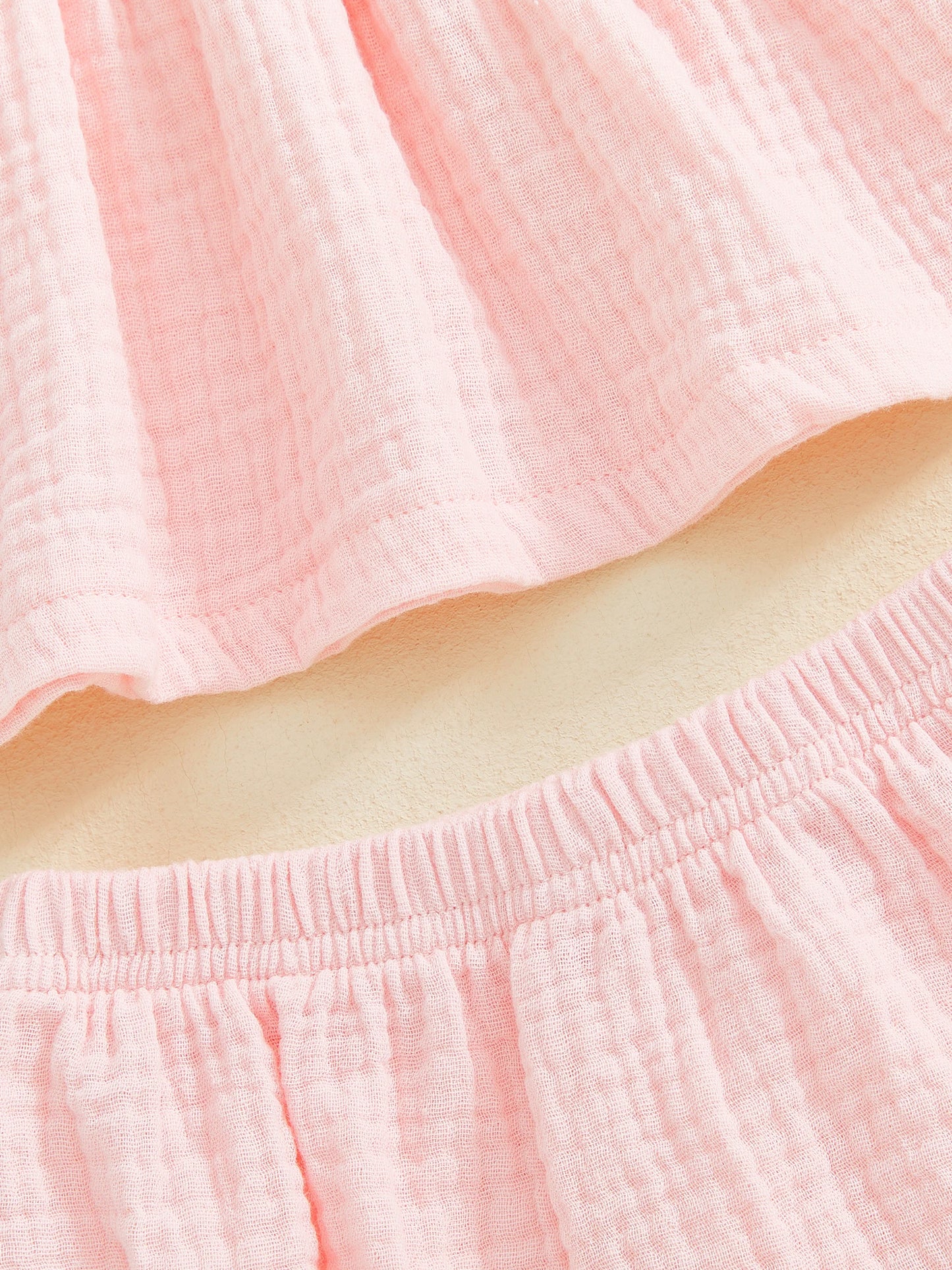 Baby Girls Summer Outfit Set - Ruffled Smocked Top, Shorts & Headband (0-24M)