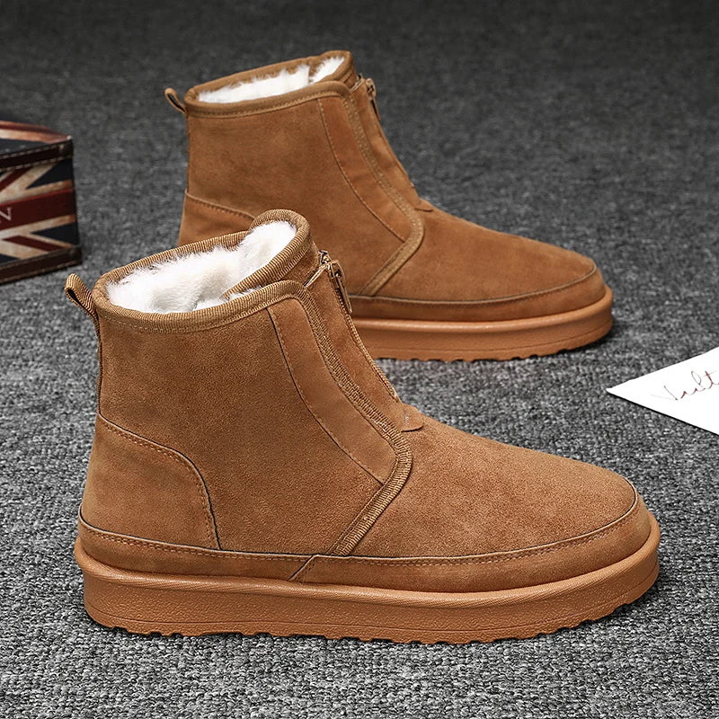 Men's Winter Snow Boots - Waterproof Fur-Lined Chelsea Boots